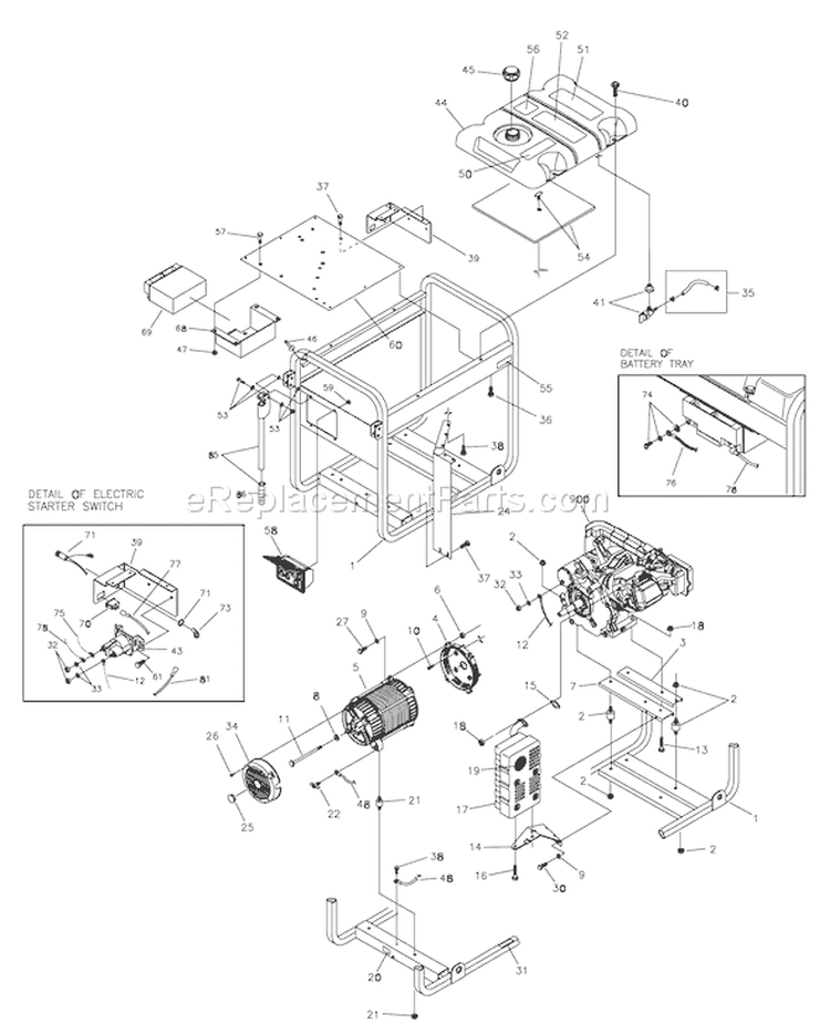 Page C Diagram and Parts List for 030385-0  Briggs and Stratton Generator